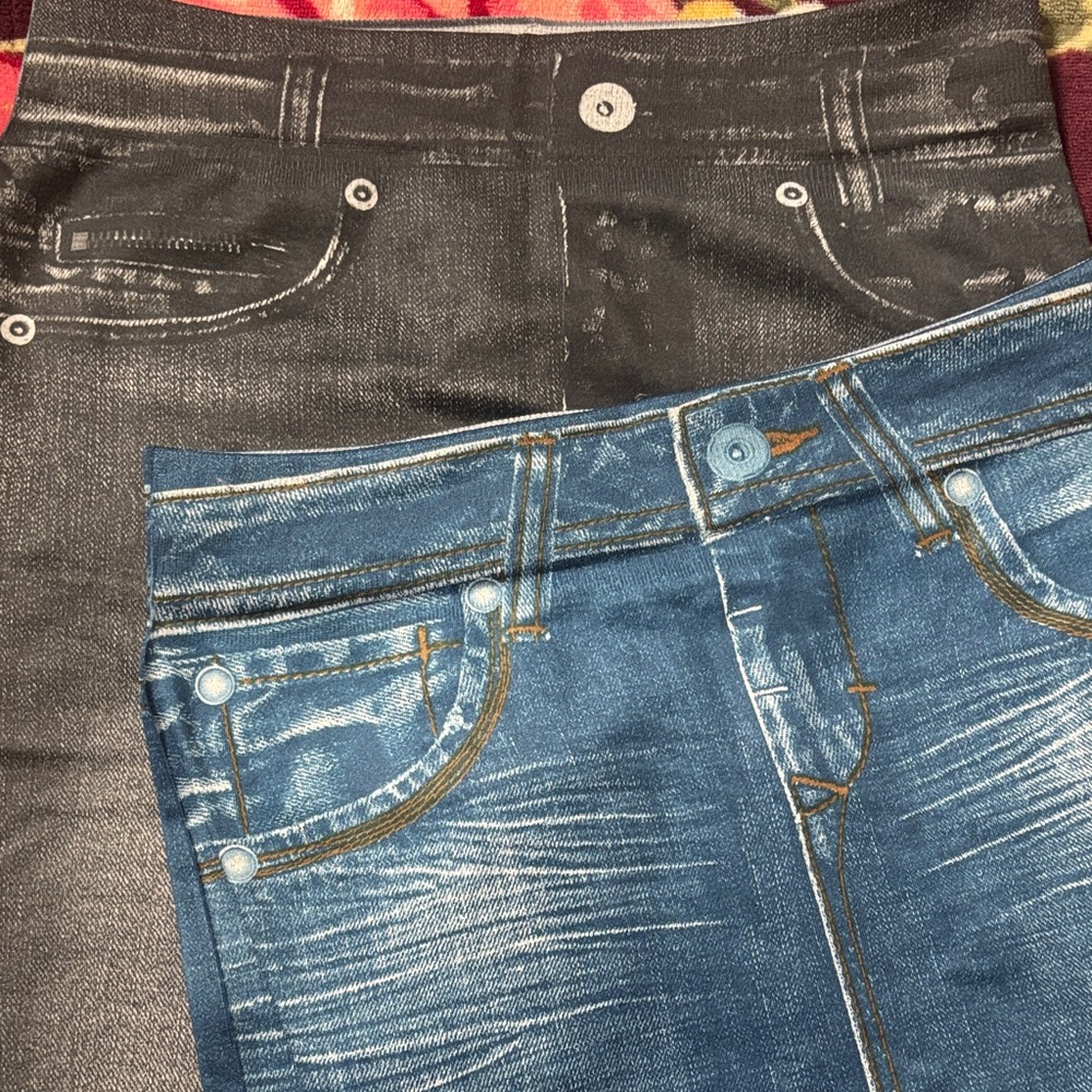 Stylish Black and Blue Women's Jean Leggings